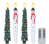 Lot de 4 bougies LED pour sapin de Noël avec fonction minuterie et télécommande, à piles pour sapin de Noël sans flamme, flamme vacillante pour décoration de maison, chambre, table, coffret cadeau