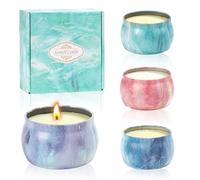 Lot de 4 Bougies Parfumées en Cire de Soja Naturelle pour Cadeau Femme, Coffret Bougies Parfumées Cadeau d'Aromathérapie pour Soulager le Stress, Décoration pour Noël, Anniversaire, Yoga (C)