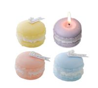 Lot de 4 bougies parfumées macaron, mignonnes faites à la main, bougies d'aromathérapie, décoration d'intérieur, bougie d'anniversaire, de mariage, de vacances, cadeau pour fille (multicolore)