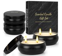 Lot de 4 Bougies Parfumées pour Homme,Bougie Parfumées pour la Maison,Coffret Cadeaux pour la Fête des Pères,Saint-Valentin,Anniversaire,Bougie Parfumée en Cire de Soja-Santal,Cèdre,Eucalyptus,Sauge