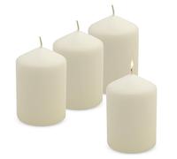 Lot de 4 bougies piliers en cire véritable - 10 x 7 cm - Blanc crème - Bougie bloc pour couronne de l'Avent et lanternes - Décoration de table - Bougie cylindrique - Bougie cylindrique - Sans parfum