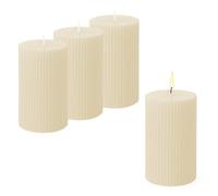 Lot de 4 bougies piliers en cire véritable - 10 x 7 cm - Blanc crème - Sans parfum - Durée de combustion : environ 27 heures de combustion - Décoration de table de Noël