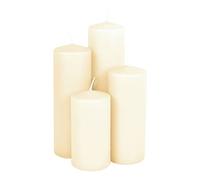 Lot de 4 bougies piliers en cire véritable - Couleur : blanc crème - 4 hauteurs différentes - Pour Noël, hiver, l'Avent - Décoration naturelle - Sans parfum