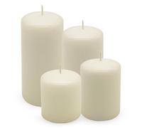 Lot de 4 bougies piliers en cire véritable - Ivoire - Bougies de l'Avent en 4 hauteurs différentes - Bougies en bloc - Bougies de lanterne - Bougies de lanterne - Bougies de Noël et d'hiver
