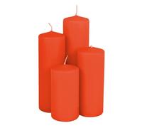 Lot de 4 bougies piliers en cire véritable - Rouge - 4 hauteurs différentes - Décoration de Noël, d'hiver, de l'Avent