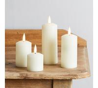 Lot de 4 Bougies Piliers Fines TruGlow® Ivoires