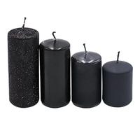 Lot de 4 bougies piliers graduées, pour couronne de l'Avent, noires, 4 tailles, hauteur : 5 à 10 cm, diamètre : 4 cm, 250 g, durée de combustion : 4 x 10 h, non parfumées