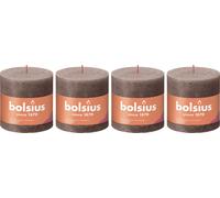 lot de 4 bougies piliers - Hauteur 10 cm - Diamètre 10 cm - Rustique - Finition taupe rustique