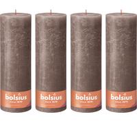 lot de 4 bougies piliers - Hauteur 30 cm - Diamètre 10 cm - Rustique - Finition taupe rustique