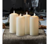 Lot de 4 Bougies Piliers TruGlow® Ivoire de 15 cm à LED