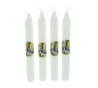Lot de 4 bougies religieuses Apparition de Lourdes 18 cm - Bougie de dévotion - Culte Chrétien en Cire végétale