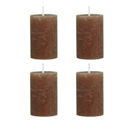 Lot de 4 Bougies rustiques Macon Chic Antique, Bougie pilier antique pour autel, 100% paraffine, longue durée de combustion H8/D5 cm Noyer