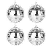 Lot de 4 Boule a Facette, 10 cmBoule Disco, Boules à Facettes, Petite Boule Disco, Convient pour Sapin de Noël, arrière-Plan de Mariage, décoration de Bar, décoration de Maison (Argent)