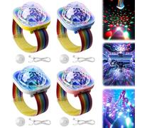 Lot de 4 boules à facettes - Bracelet lumineux avec 5 modes dynamiques - Mini boule disco - Rechargeable par USB - Avec ventouse - Pour décoration de fête, voiture, danse, DJ