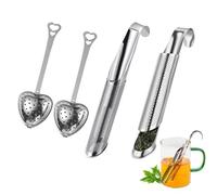 Lot de 4 boules à thé en acier inoxydable - Infuseur à thé en forme de cœur avec poignée - Cuillère à thé - Passoire à thé - Pour thé en vrac - Accessoire de cérémonie de thé - Feuilles en vrac