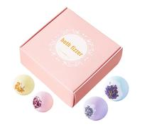 Lot de 4 boules de bain pour femme - Nettoyant doux pour le corps avec fleurs séchées - Balle de bain gazeuse hydratante - Pour la relaxation, l'auto-soins - Pour la maison, la salle de bain, les