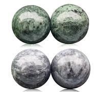 Lot de 4 boules de massage Qi Gong - En jade - Pour la relaxation, le massage à la main - Noir et vert