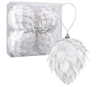 Lot de 4 Boules de Noël décoratives pour Sapin de Noël avec Feuilles Blanches, décoration d'intérieur, décorations de fête de Mariage