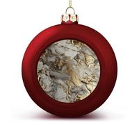 Lot de 4 boules de Noël en plastique incassable avec fond marbré et texte personnalisable Rouge 60 mm