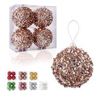 Lot de 4 Boules de Noël incassables - Décorations de Noël pour Arbres de Noël, fête de Mariage, Vacances, décoration de Table (Champagne)