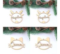 Lot de 4 boules de Noël personnalisées en forme de flocon de neige découpées au laser avec différents noms d'ornement à suspendre pour cadeau de Noël (F, 4 pièces)