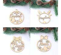 Lot de 4 boules de Noël personnalisées en forme de flocon de neige découpées au laser avec différents noms d'ornement à suspendre pour cadeau de Noël (B, 4 pièces)