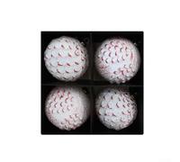 Lot de 4 boules de Noël vintage de style rétro et construction en PVC avec détails faits à la main (10 cm, rouge)