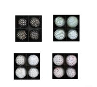 Lot de 4 boules de Noël vintage de style rétro et construction en PVC avec détails faits à la main (10 cm, vert)