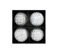 Lot de 4 boules de Noël vintage en PVC de 10 cm, décorations de sapin de style rétro avec design d'inspiration antique, détails faits à la main pour décoration de maison de vacances en rouge, vert