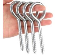 Lot de 4 boulons à œillet à visser de 12,7 cm - Vis à œillet en acier inoxydable pour bois, grands crochets antirouille pour attaches, levage et fixation des câbles - Facile à installer