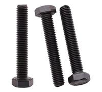 Lot de 4 boulons hexagonaux M12 x 90 mm - Finition oxyde noir - Alliage d'acier de qualité 12.9 - Filetage complet - Filetage machine