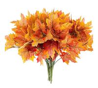 Lot de 4 bouquets de feuilles d'érable artificielles - Fleurs d'automne - Ne se décolorent pas - Décoration d'automne pour la maison, le jardin, le porche, Thanksgiving, Halloween