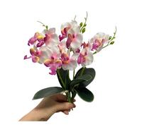 Lot de 4 bouquets de fleurs artificielles tropicales 28 cm,Mini orchidée papillon avec de fleurs en soie et feuilles d'orchidée phalaenopsis,Arrangement de feuilles artificielles pour mariage(Blanc)