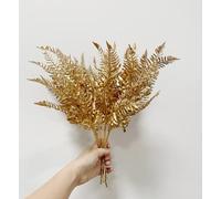 Lot de 4 Bouquets de fougère de Boston dorée, 35cm pour décoration Florale, décoration d'intérieur ou d'extérieur pour Arrangement Floral, couronnes de Fleurs de Noël, Toile de Fond de Mariage (doré)