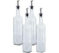 Lot de 4 bouteille d'huile en verre 0.5 L distributeur d'huile d'olive, entonnoir en acier inoxydable, bouteille huile et vinaigre - Longueur 6 x Profondeur 6 x Hauteur 33 cm- JUANIO - G
