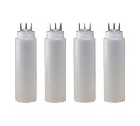Lot de 4 bouteilles de sauce multi-usage avec 3 préférences de buse - Design sécurisé - Petit pour les voyages, les pique-niques, les barbecues, les buses trilatérales