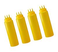 Lot de 4 bouteilles de sauce multi-usage avec 3 préférences de buse - Design sécurisé - Petit pour les voyages, les pique-niques, les barbecues, les buses trilatérales