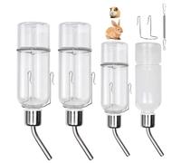 Lot de 4 bouteilles d'eau pour lapin, cochon d'Inde, distributeur d'eau avec support pour chinchillas, cochons d'Inde, petits chiots, chatons, furets (350 ml, 180 ml)