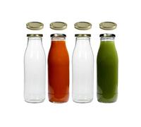 Lot de 4 bouteilles en verre de 500 ml avec 8 couvercles et étiquettes incluses