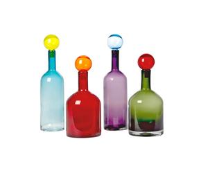 Lot de 4 bouteilles en verre multicolore Bubbles