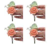Lot de 4 boutonnières roses pour demoiselle d'honneur, bal de fin d'année, fête, mariage, corsage pour demoiselle d'honneur et marié