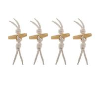Lot de 4 boutons à bascule en bois avec fermoir à cordon pour manteaux - Kit d'accessoires de couture pour décoration de vêtements - Fermeture en bois vintage à la mode - Beige