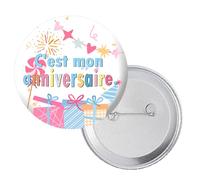 Lot de 4 boutons d'anniversaire ronds « It's My Birthday » de 5,8 cm pour garçons et filles (couleur 2, français)
