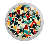 Lot de 4 boutons d'armoire avec motif géométrique pop art coloré pour placard de cuisine, commode et placard avec vis