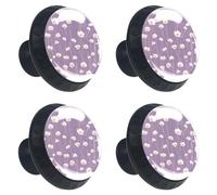 Lot de 4 boutons d'armoire de cuisine, de commode, de tiroir et de commode décoratifs sans couture avec tiges sur fond violet
