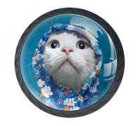 Lot de 4 boutons d'armoire et de tiroirs décoratifs en forme de chat mignon pour cuisine, salon, salle de bain, meubles de placard, boutons pour commode et armoires modernes