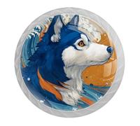 Lot de 4 boutons d'armoire ronds en forme de loup avec 2 tailles de vis, 35 mm, pour tiroirs de cuisine et commode, bureau, armoire de salle de bain