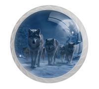 Lot de 4 boutons d'armoire ronds en forme de loup avec 2 tailles de vis, 35 mm, pour tiroirs de cuisine et commode, bureau, salle de bain