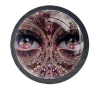 Lot de 4 boutons d'armoire ronds en pierre précieuse à œil rouge avec 2 tailles de vis, 35 mm - Boutons de tiroir de commode, de cuisine, d'armoire de salle de bain, bureau