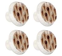 Lot de 4 boutons d'armoire ronds en verre pour commodes, tiroirs, crème glacée au chocolat, dessert, crème glacée, 35 mm